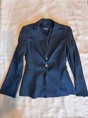 bebe Black/brown Pinstripe Tailored Blazer